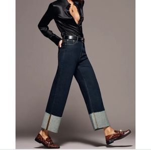 NWOT Zara wide leg fold up jeans